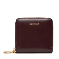Portfele - Mały Portfel Damski Calvin Klein Hardware Square Zip Around LV04F1044G Bordowy - miniaturka - grafika 1