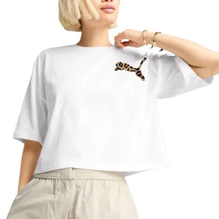 Koszulki Puma Model Leo Luxe Kolor Biały - Koszulki sportowe damskie - miniaturka - grafika 1