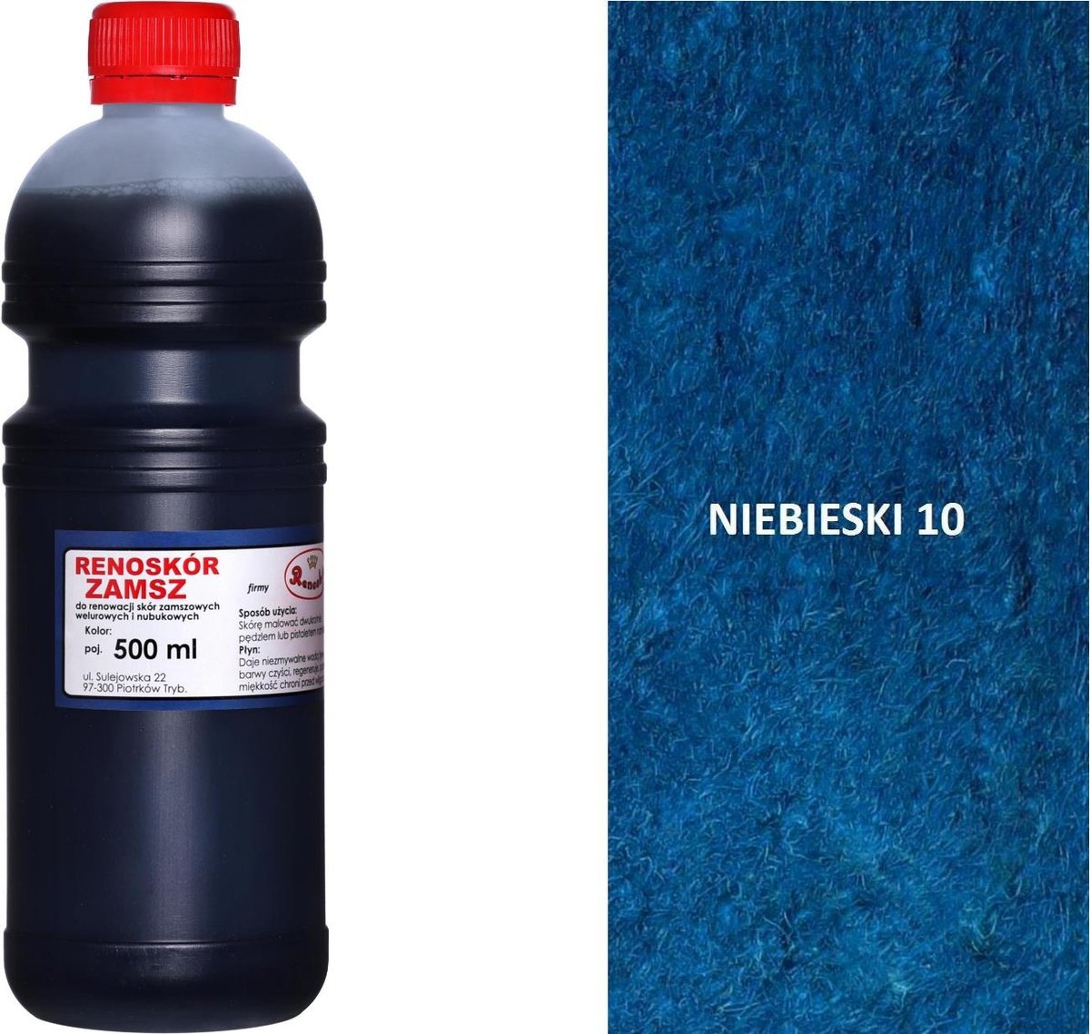 NIEBIESKI 10 NIEBIESKA FARBA RENOSKÓR 500 ML WILBRA DO SKÓRY ZAMSZU NUBUKU