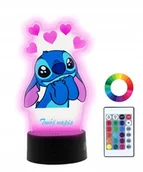 Lampy stojące - Lampka Nocna Z Nadrukiem 3D Led Stich Imię Prezent 16 Kolorów - miniaturka - grafika 1