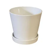 Donice - Doniczka Stożek z podstawką 10 cm ceramiczna biała - miniaturka - grafika 1