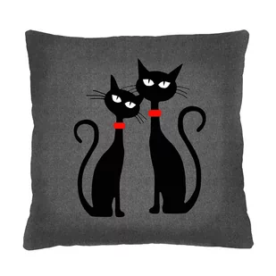 Poduszka - CZARNE KOTY 40x40 cm - Poduszki dekoracyjne - miniaturka - grafika 1