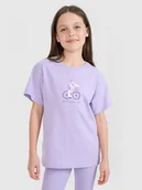 Koszulki dla dziewczynek - 4F T-shirt regular z nadrukiem dziewczęcy - fioletowy 146 (10-11 lat) - miniaturka - grafika 1