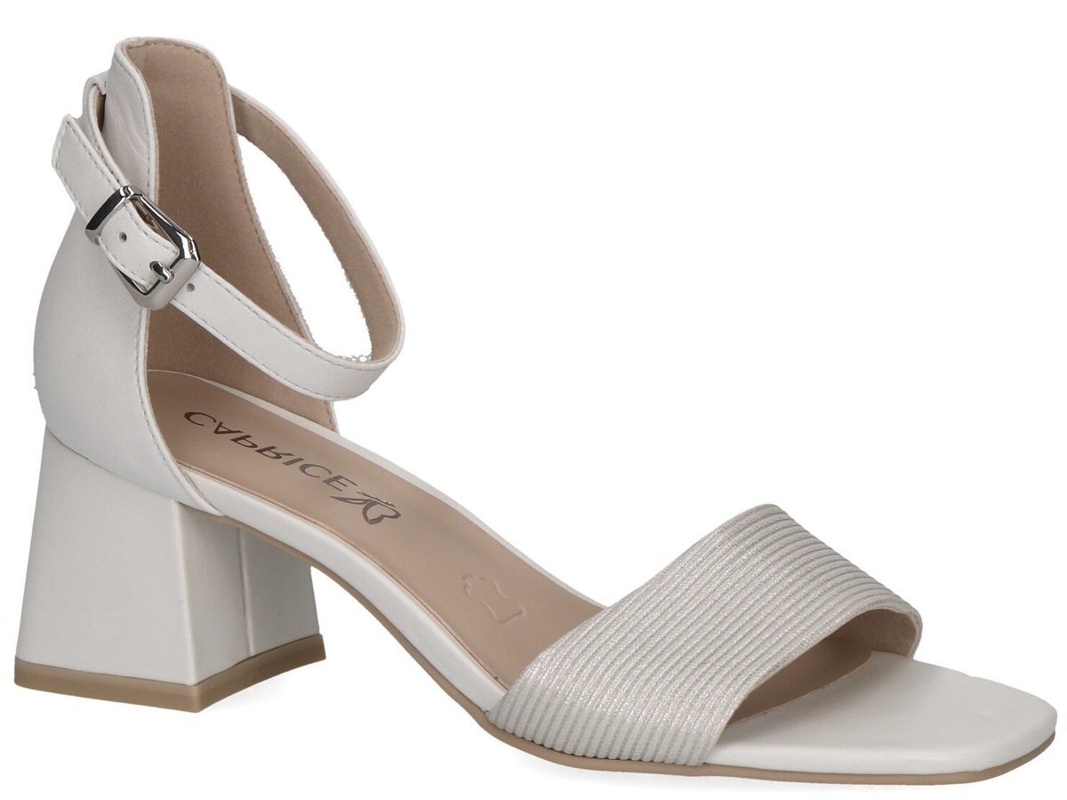 Sandały damskie skórzane z zakrytą piętą na obcasie perła Caprice 28302-39