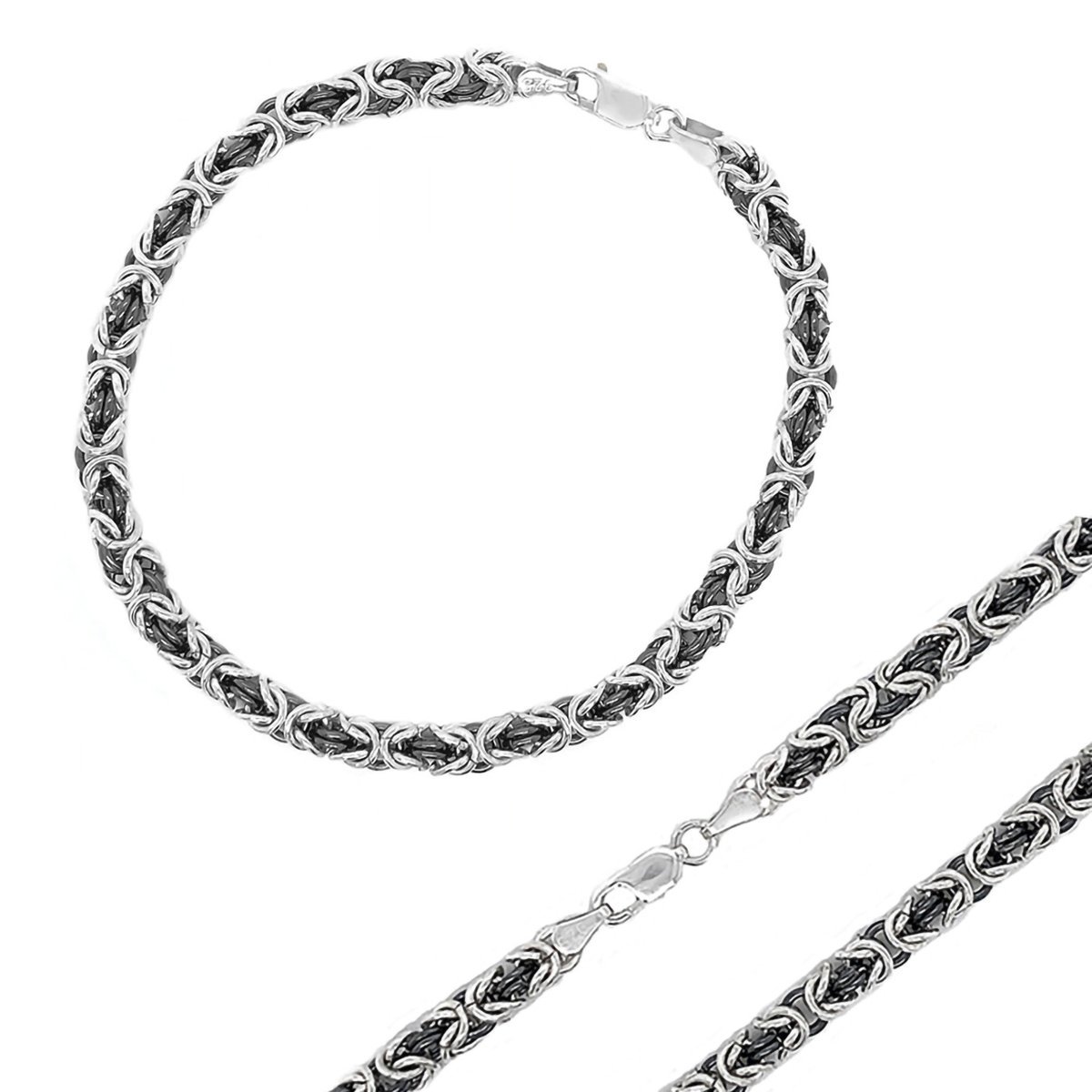 Bransoletka Bizantyna srebro 925 Splot Królewski Prezent 18 cm x 4,5 mm