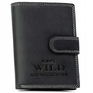 Skórzany portfel męski na zatrzask od Always Wild - Portfele - miniaturka - grafika 1