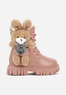 Botki damskie - Różowe Botki Typu Workery z Królikiem 3D Zozrise - miniaturka - grafika 1