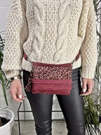 Nerki - Saszetka, nerka, torebka bordo cętki pantera - miniaturka - grafika 1