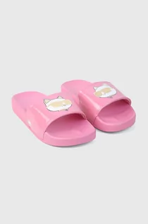 Buty dla dziewczynek - Karl Lagerfeld klapki dziecięce kolor różowy - grafika 1
