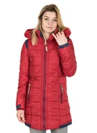 Płaszcze damskie - Płaszczyk Damski Kurtka z Kapturem 6806 L Czerwona - miniaturka - grafika 1