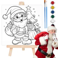 Kolorowanki, wyklejanki - Mini Zestaw Malarski Do Malowania ��wi��teczny Plastyczny Sztaluga P����tno Kolorowanka Miko��aj - miniaturka - grafika 1
