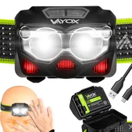 Latarki - Vayox Latarka Czołowa LED VA0078 500lm XTE 5W + COB 5 Trybów USB-C Czarna - miniaturka - grafika 1