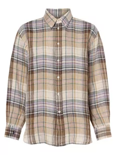 Polo Ralph Lauren - Damska bluzka lniana, beżowy|brązowy - Koszule damskie - miniaturka - grafika 1