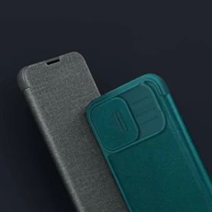 Nillkin Qin Cloth Pro Case etui do iPhone 14 Pro osłona na aparat kabura pokrowiec obudowa z klapką niebieski - Etui i futerały do telefonów - miniaturka - grafika 17