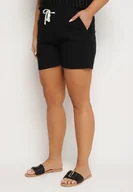 Spodenki damskie - Czarne Bawełniane Szorty Ozdobione Sznurkiem Liralise - miniaturka - grafika 1