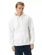 Bluzy męskie - Koton Męska bluza z kapturem Kangaroo Pocket Detail Long Sleeve Hoodie, biały (000), XXL - miniaturka - grafika 1