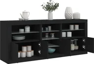 Szafki RTV - vidaXL Szafka z oświetleniem LED, czarna, 162x37x67 cm - miniaturka - grafika 1
