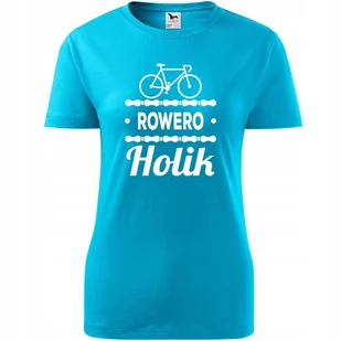 Damska Koszulka z Nadrukiem Rowerowa Roweroholik Prezent dla Rowerzystki turkusowy M - Koszulki i topy damskie Damska Koszulka z Nadrukiem Rowerowa Roweroholik Prezent dla Rowerzystki turkusowy M - Koszulki i topy damskie - miniaturka - grafika 1