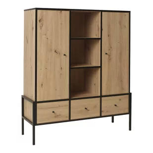 Szafka 3 Livi Jurek Meble Dąb Artisan, Czarny - Szafki do salonu - miniaturka - grafika 1