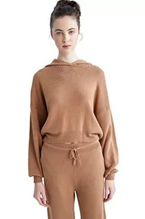Swetry damskie - DeFacto Sweter normalny krój dla kobiet - sweter z golfem dla topów damski (camel, S - M), piaskowy, S - grafika 1