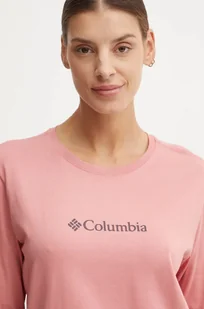 Columbia longsleeve bawełniany kolor różowy - Bluzki damskie - miniaturka - grafika 1