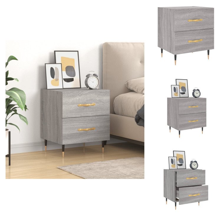 vidaXL Szafka nocna szara Sonoma 40x35x47,5 cm materiał drewnopochodny - Szafki nocne