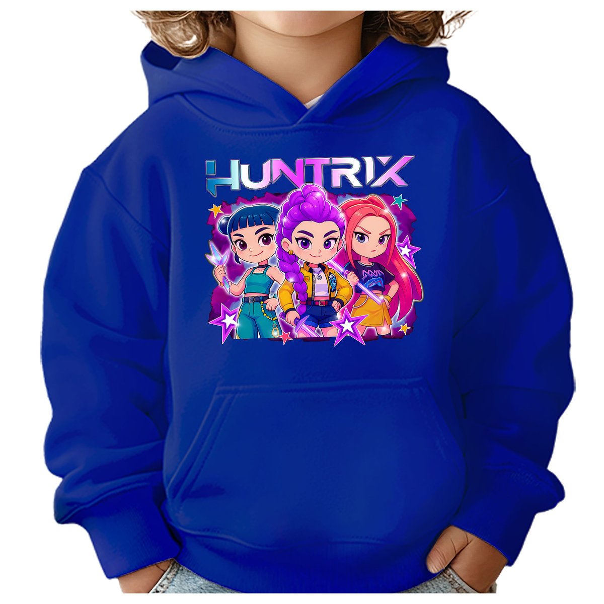 BLUZA DZIECIĘCA K-POPOWE ŁOWCZYNIE DEMONÓW HUNTRIX 134-140 Z KAPTUREM