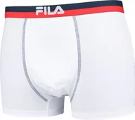 Majtki męskie - Bokserki męskie FILA - logo w pasie, miejskie, elastyczna bawełna, jednokolorowe, S-2XL białe S - miniaturka - grafika 1