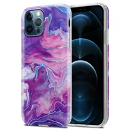 Etui i futerały do telefonów - Pokrowiec Etui Do Apple iPhone 12 PRO MAX w Fioletowo Różowy Marmur No. 19 Obudowa Case Cover Silikon Plecki Cadorabo - miniaturka - grafika 1