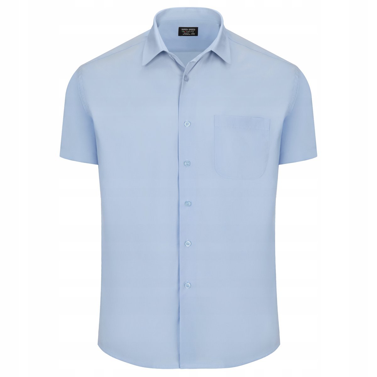 KOSZULA BŁĘKITNA ELEGANCKA KLASYCZNA - KRÓTKI RĘKAW - 45/46