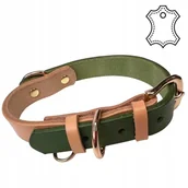 Obroże dla psów - OBROŻA dla psa ze skóry naturalnej Loopy ZIELONA M - miniaturka - grafika 1