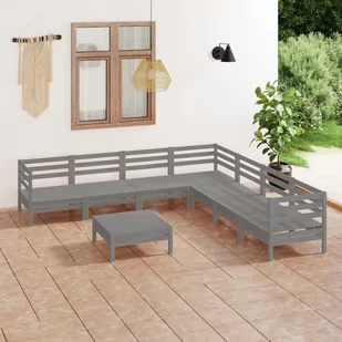 vidaXL 8-cz zestaw wypoczynkowy do ogrodu drewno sosnowe szary - Meble ogrodowe - miniaturka - grafika 1