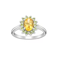 Pierścionki - Pierścionek srebrny z cytrynem i peridotem - Europa 19, US 9 - miniaturka - grafika 1