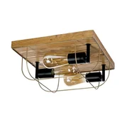 Lampy sufitowe - Britop Druciana LAMPA sufitowa NETUNO 92013351 drewniana OPRAWA industrialna drewno złota - miniaturka - grafika 1