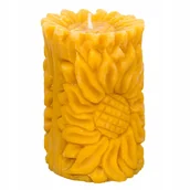Świece - Świeca z wosku pszczelego walec ze słonecznik - miniaturka - grafika 1