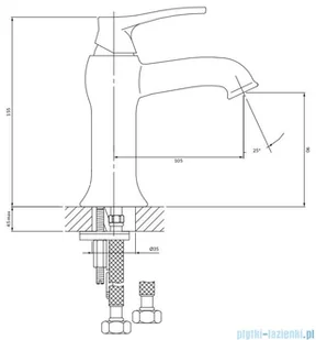 Omnires Art Deco bateria umywalkowa brąz antyczny AD5110BR | - Baterie umywalkowe - miniaturka - grafika 2