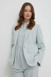 Calvin Klein marynarka kolor szary jednorzędowa gładka - Marynarki i żakiety damskie - miniaturka - grafika 1