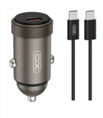 Ładowarki samochodowe - XO ładowarka samochodowa CC70 PD 30W 1x USB-C czarna + kabel USB-C - USB-C - miniaturka - grafika 1
