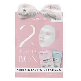 Glamfox - Beauty Box: zestaw - opaska kosmetyczna + 2 maski w płachcie - Waciki, płatki i patyczki kosmetyczne - miniaturka - grafika 1