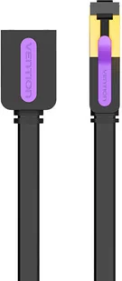 Płaski Przedłużacz Kabla Sieciowego Cat7 Vention Icbbd Rj45 Ethernet 10Gbps 0,5M Czarny - Kable miedziane - miniaturka - grafika 1
