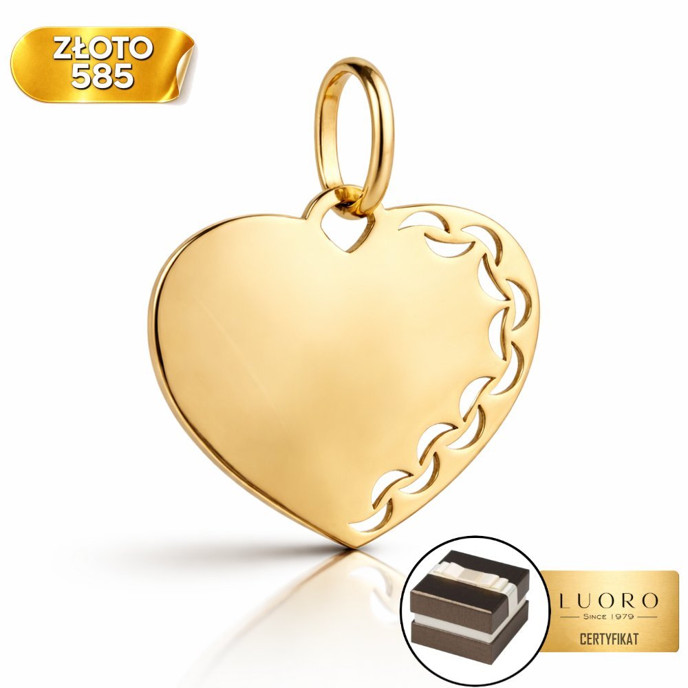 ZAWIESZKA ZŁOTA 585 14K AŻUROWE SERCE 1,8 CM ELEGANCKI PREZENT