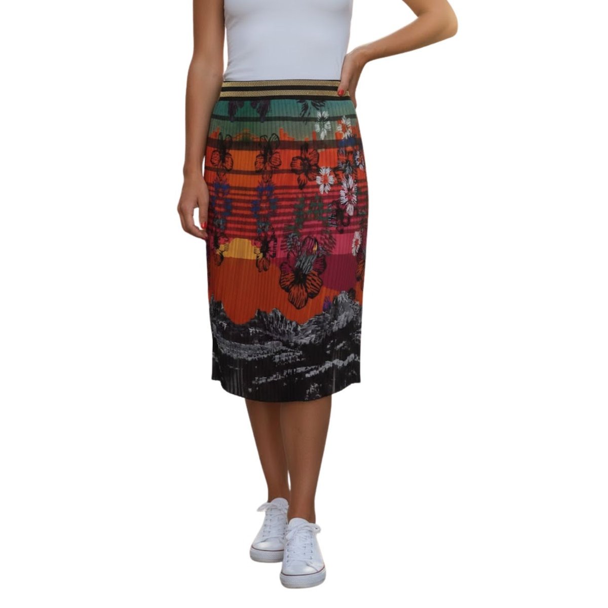 Spódnica damska Desigual Montbee Rep plisowana wzorzysta-M