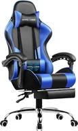 Fotele gamingowe - GTPLAYER Fotel dla graczy z podnóżkiem i masującą poduszką lędźwiową Fotel biurowy Fotel dla graczy Ergonomiczny fotel dla graczy z łączonymi podłokietnikami, obciążenie do 150 kg NIEBIESKI - miniaturka - grafika 1