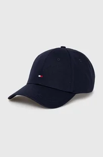 Tommy Hilfiger czapka z daszkiem bawełniana kolor granatowy gładka AW0AW16360 - Czapki damskie - miniaturka - grafika 1
