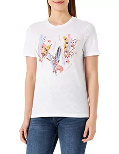 Koszulki i topy damskie - ONLY Onlbone S/S Feather Top Cs Box T-shirt damski, Jasna biel/szczegóły: pióra i kwiaty, S - grafika 1