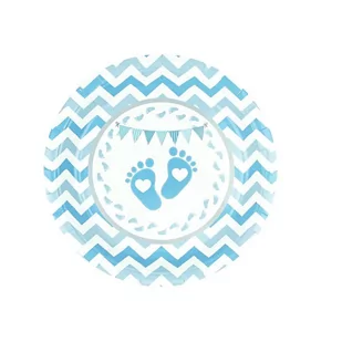 Talerze papierowe baby shower niebieskie 6szt - Baby shower i roczek - miniaturka - grafika 1