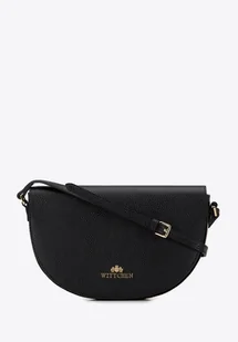 Damska saddle bag z groszkowanej skóry czarno-złota - Torebki damskie - miniaturka - grafika 1