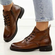 Botki damskie - Brązowe skórzane botki damskie Vinceza 39953 - miniaturka - grafika 1