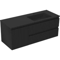 Szafki łazienkowe - Mexen Rivel szafka łazienkowa 120 cm z umywalką Otis prawą, 2S, 1D, ryflowana, czarna mat - 91A23-12047-3-BBFFF71-W18P71 - miniaturka - grafika 1