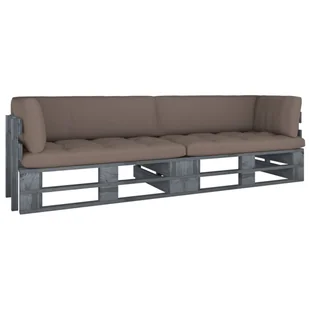 VidaXL Sofa 2-osobowa z palet, z poduszkami, szara, drewno sosnowe  3066633 - Sofy ogrodowe - miniaturka - grafika 11